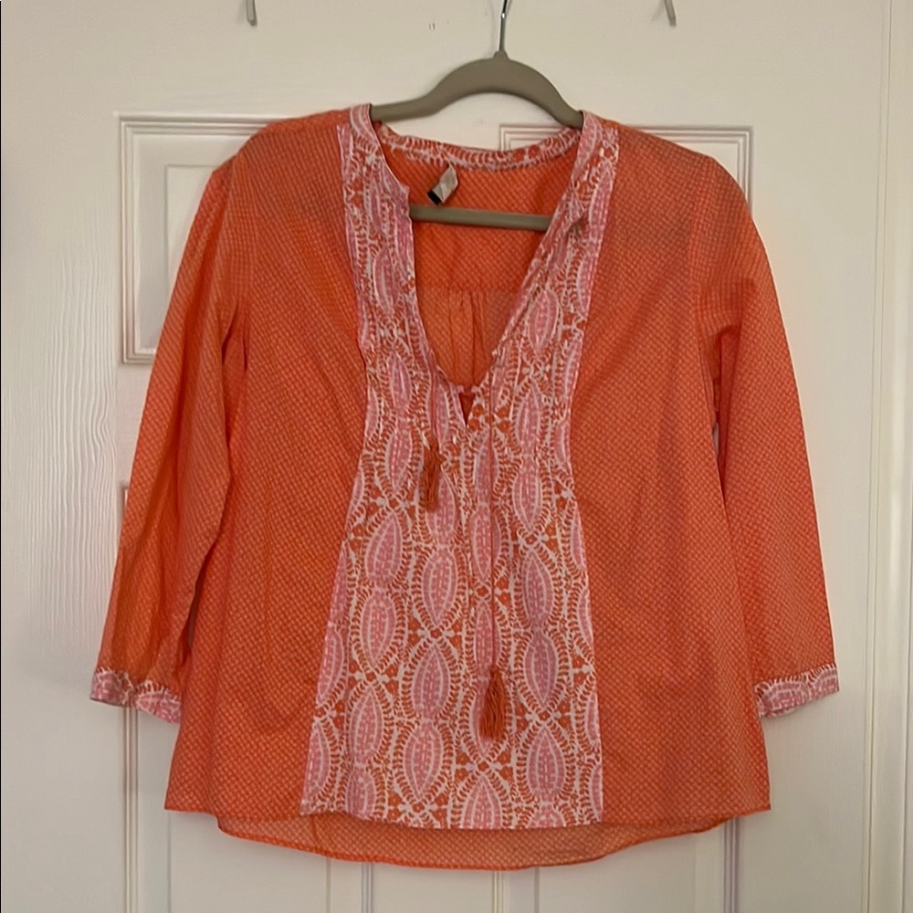 Orange V-Neck Women's Top